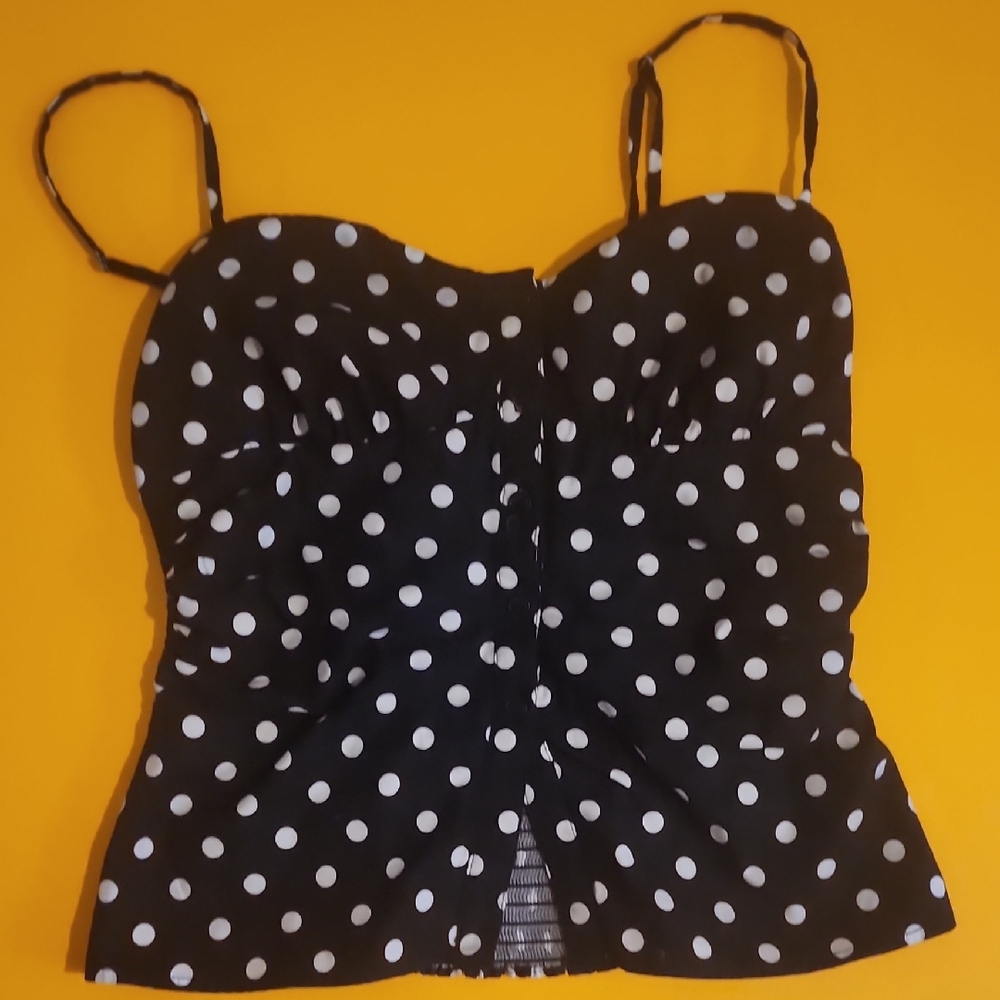Reformation Black and White Ruched Camisole Top
